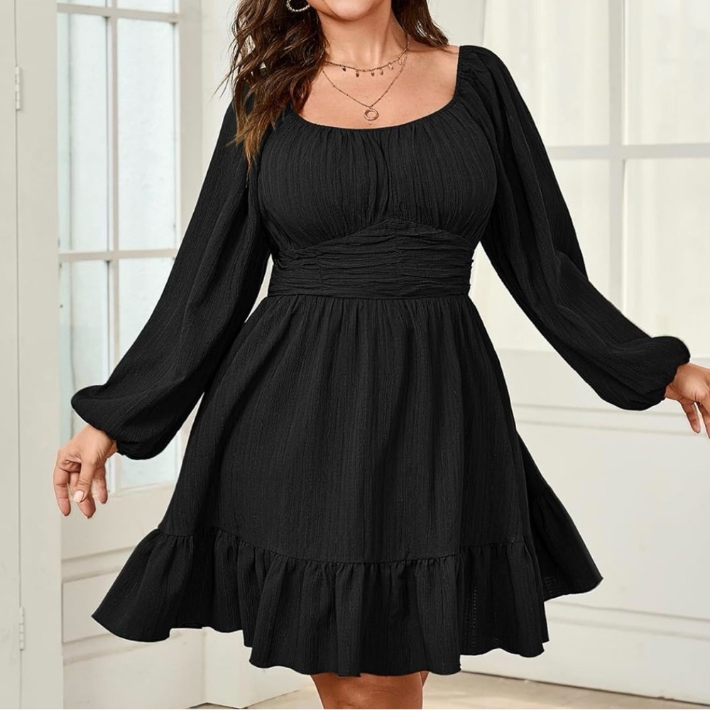 CICIDUDU Black Long Sleeve Dress 3X